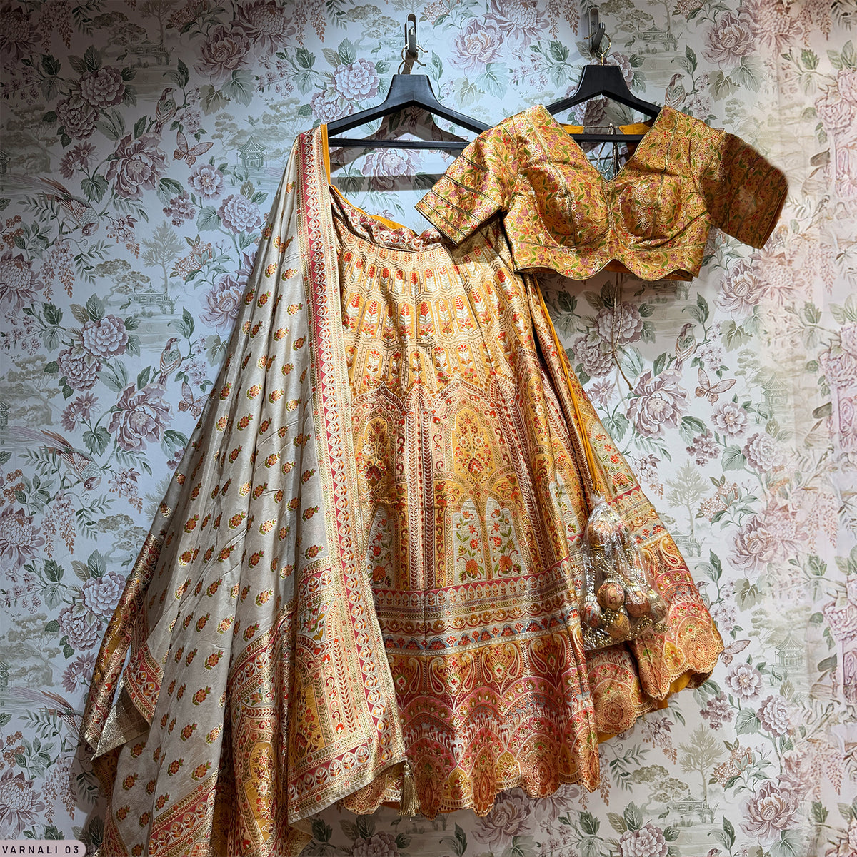 The Marwar Collection Edit: Yellow Heritage Lehenga Ensemble II – Yellow – view 1