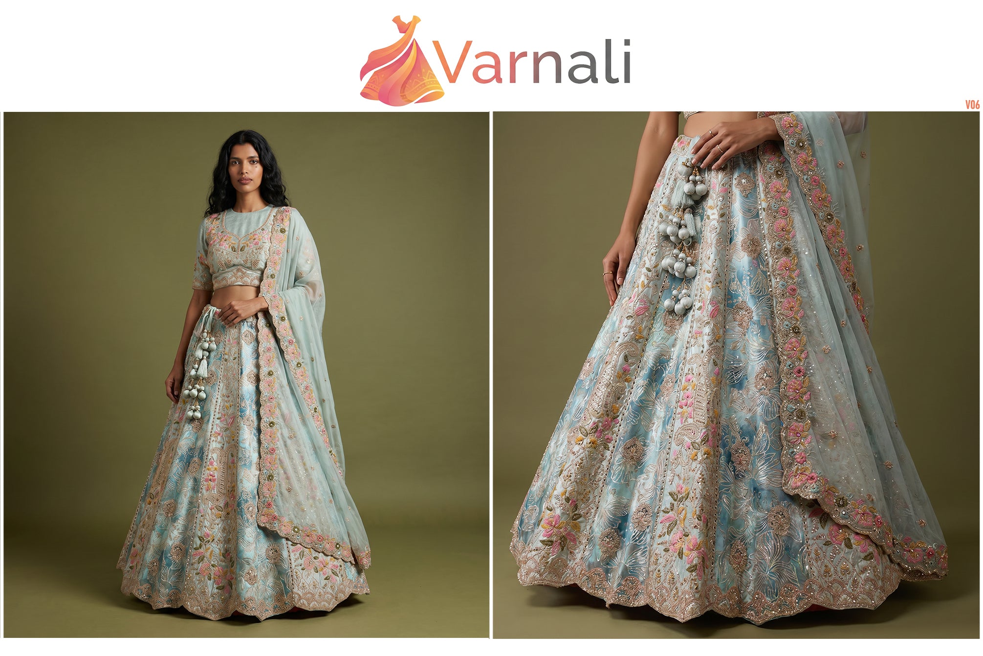 The Amber Fort Heirloom: Blue Heritage Lehenga Ensemble – Blue – view 2
