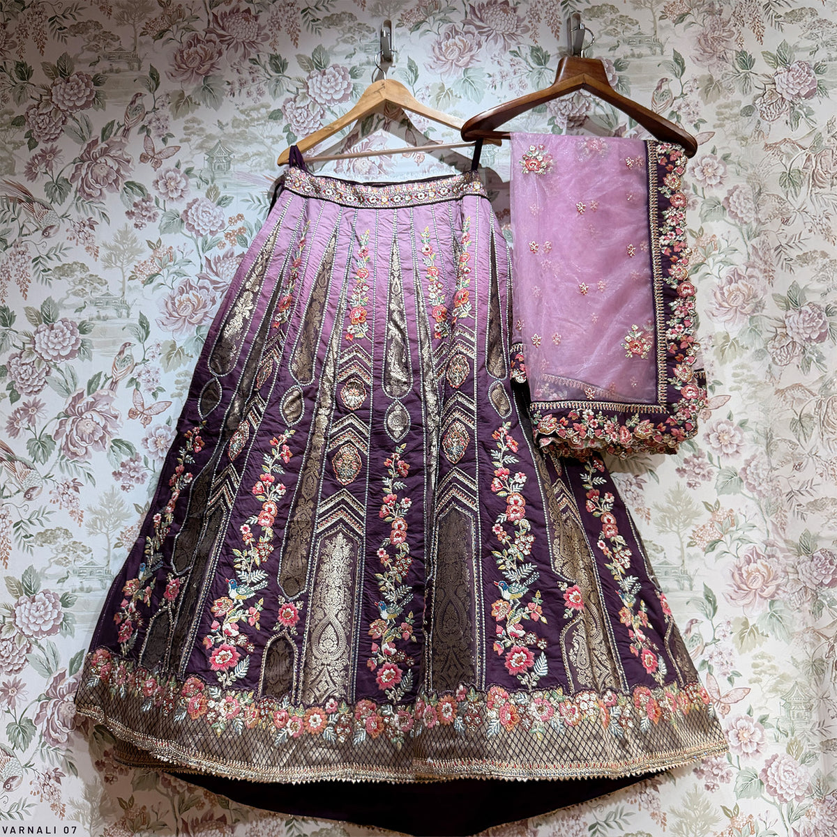 The Kashi Trousseau Collection: Blue Heritage Lehenga Ensemble – Blue – view 2