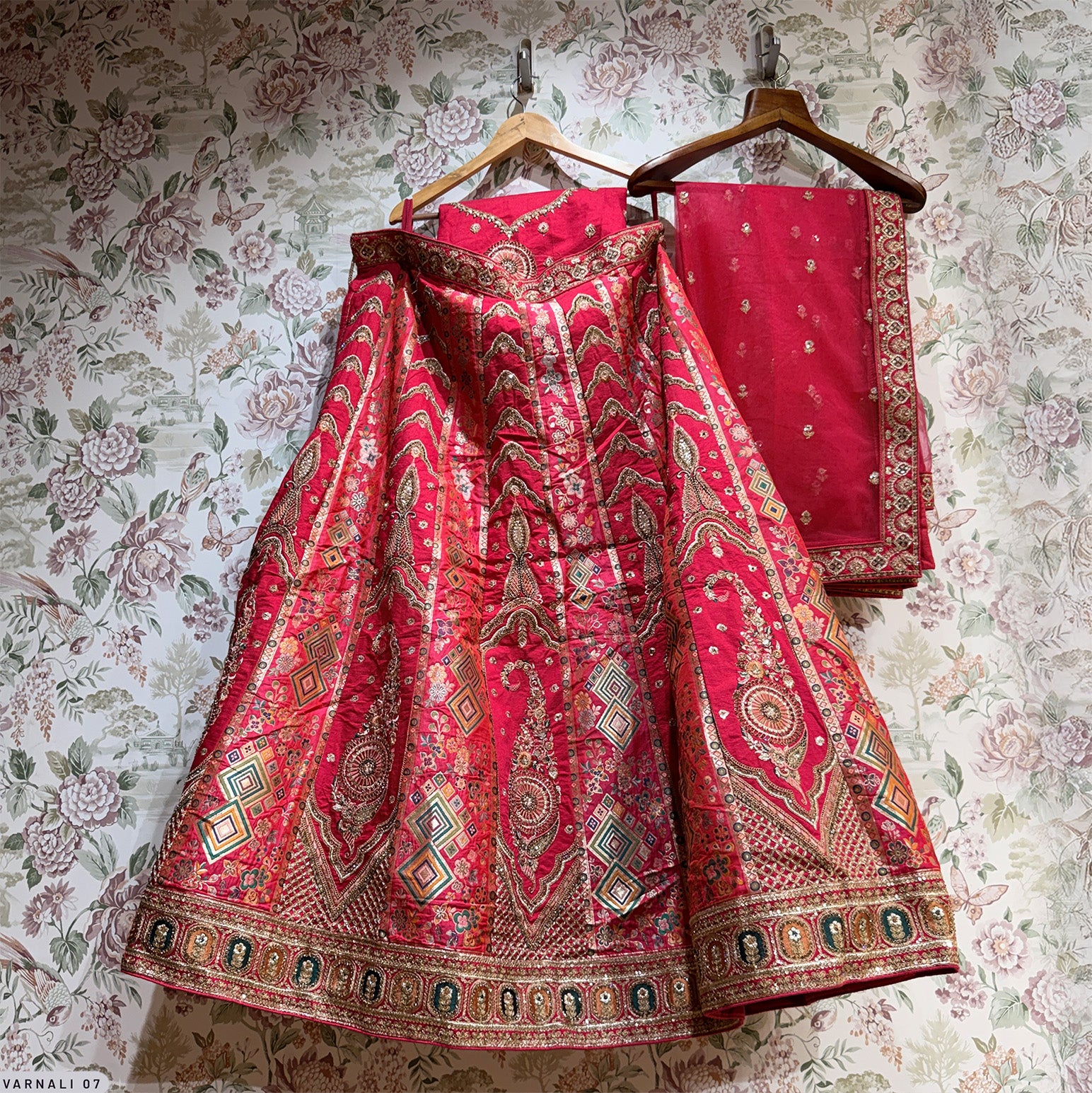 The Kashi Trousseau Collection: Blue Heritage Lehenga Ensemble – Blue – view 3