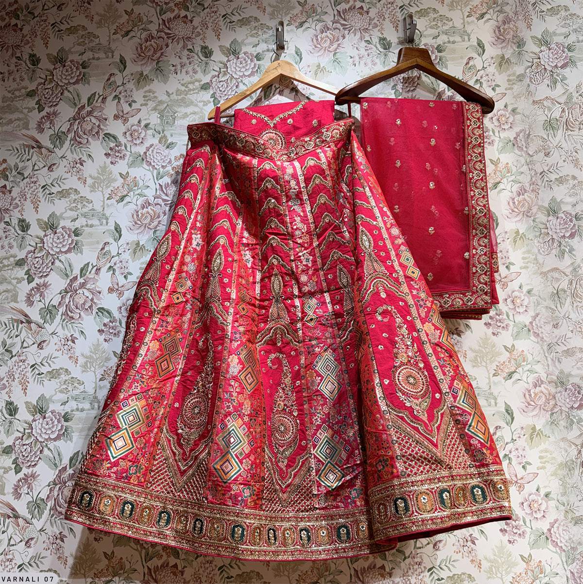 The Kashi Trousseau Collection: Blue Heritage Lehenga Ensemble – Blue – view 3