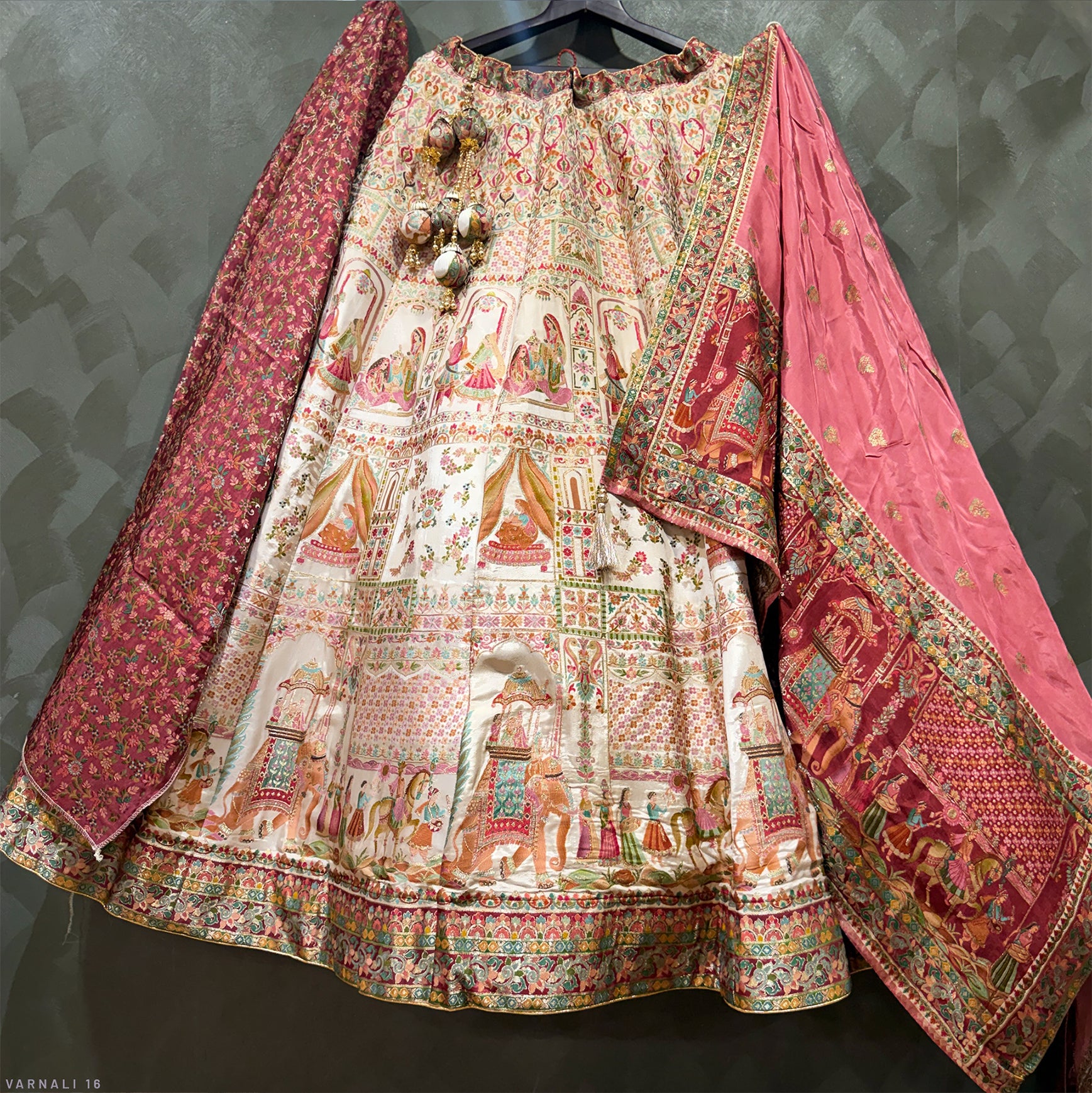 The Marwar Collection Edit: White Heritage Lehenga Ensemble – Off White and Multi Colour – view 1