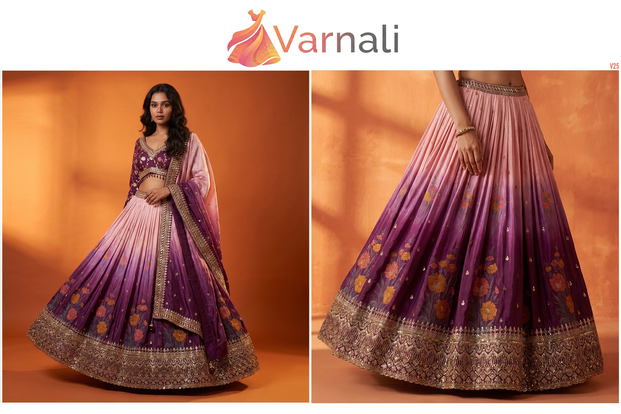 The Banaras Loom Darbar: Lavender Heritage Lehenga Ensemble IV – Lavender – view 1