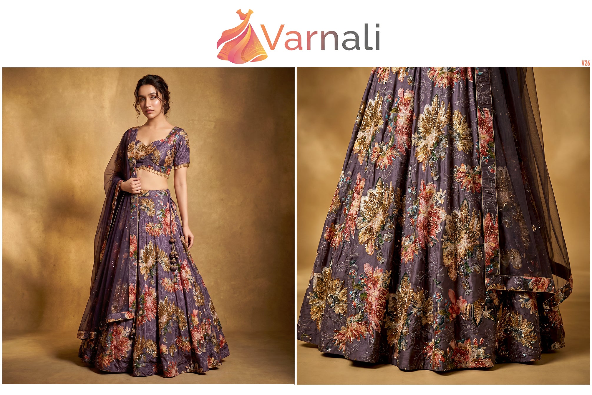 The Utsav Collection: Lavender Heritage Lehenga Ensemble I – Lavender – view 2