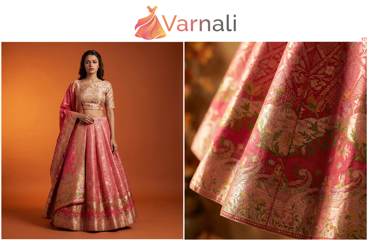 The Aarohi Heirloom: Pink Heritage Lehenga Ensemble III – Pink – view 2