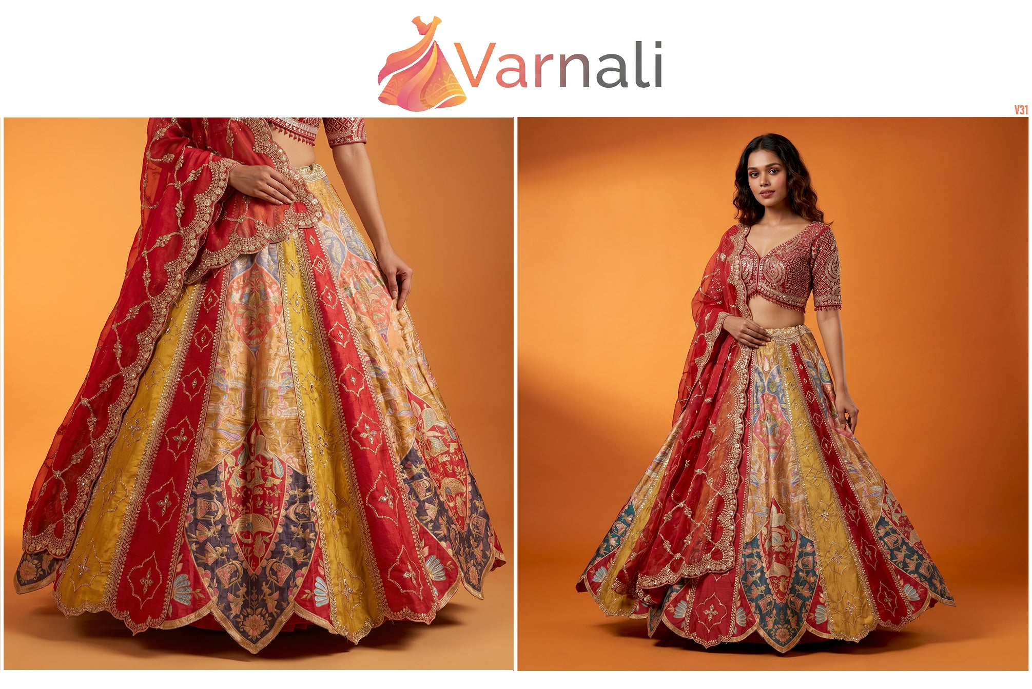 The Ananda Edit: Heritage Lehenga Ensemble I – Multi Colour – view 2