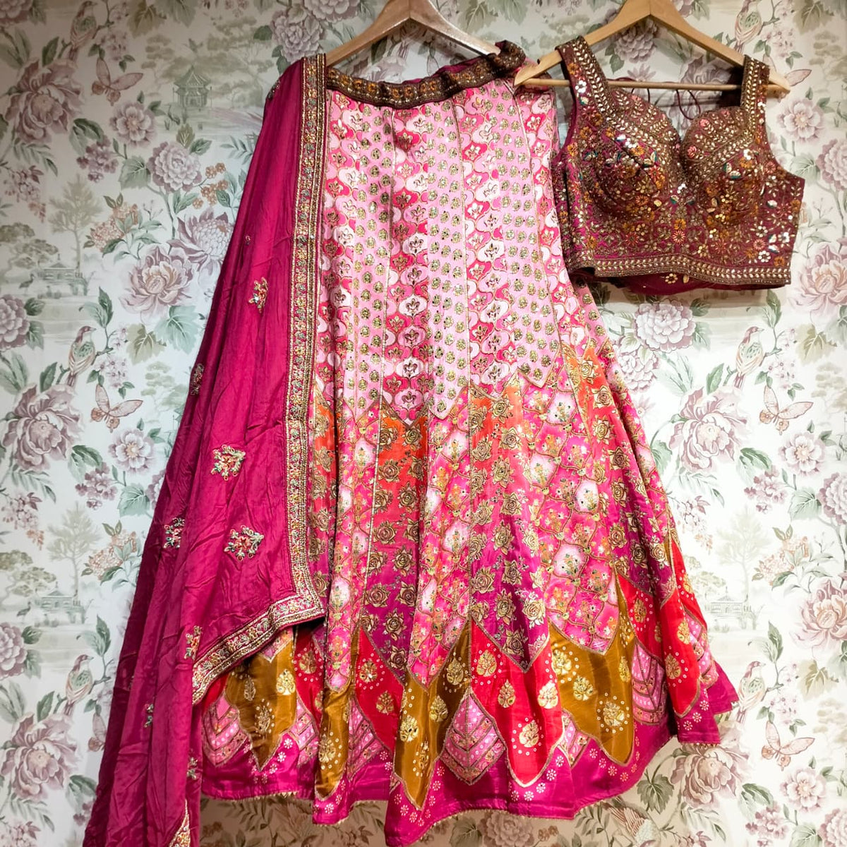 The Jharokha Heirloom Darbar: Pink Heritage Lehenga Ensemble IV – Pink – view 1