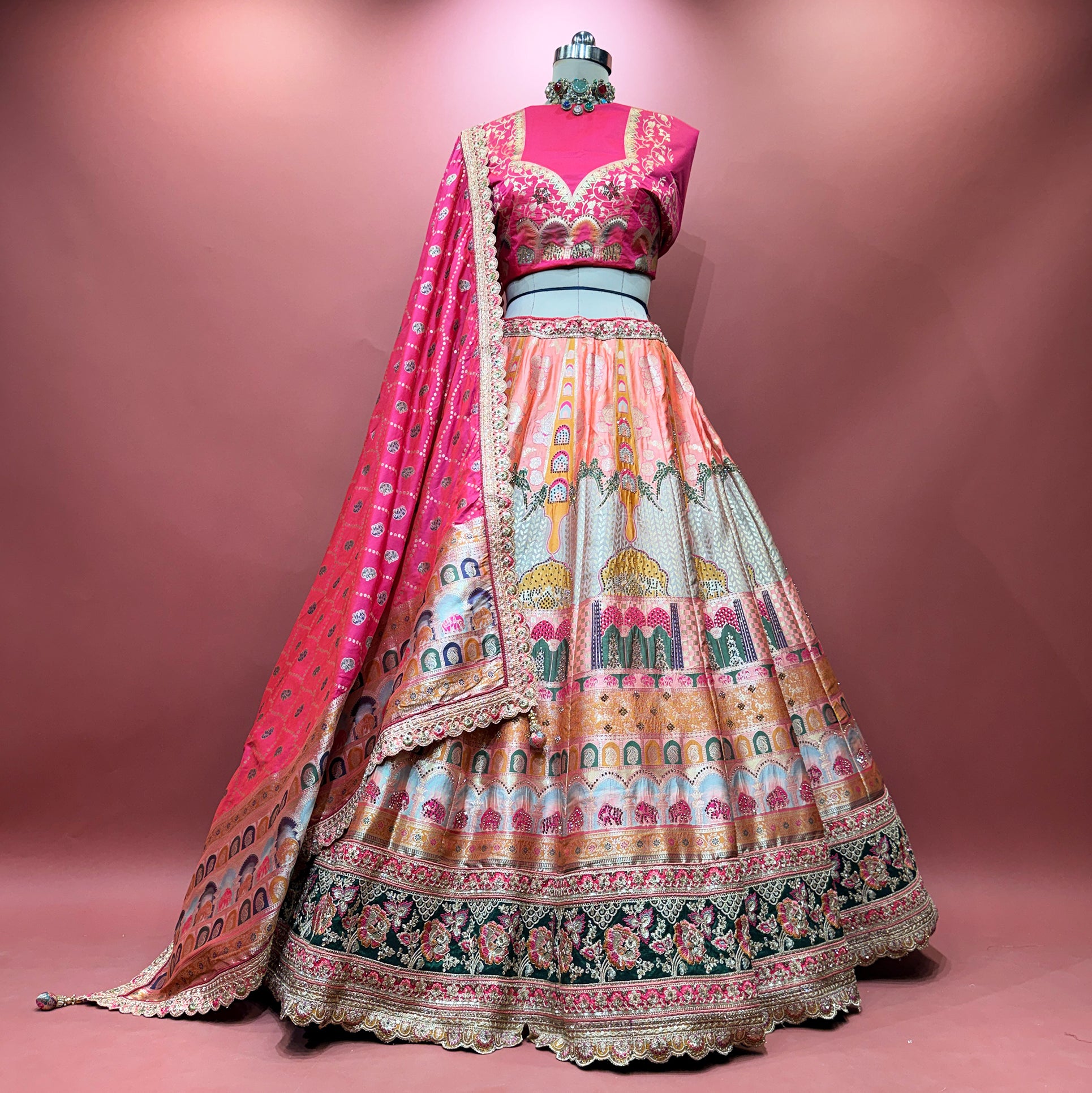 The Shagun Collection: Heritage Lehenga Ensemble I – Multi Colour – view 1