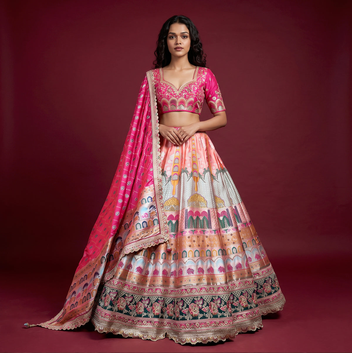 The Shagun Collection: Heritage Lehenga Ensemble I – Multi Colour – view 2