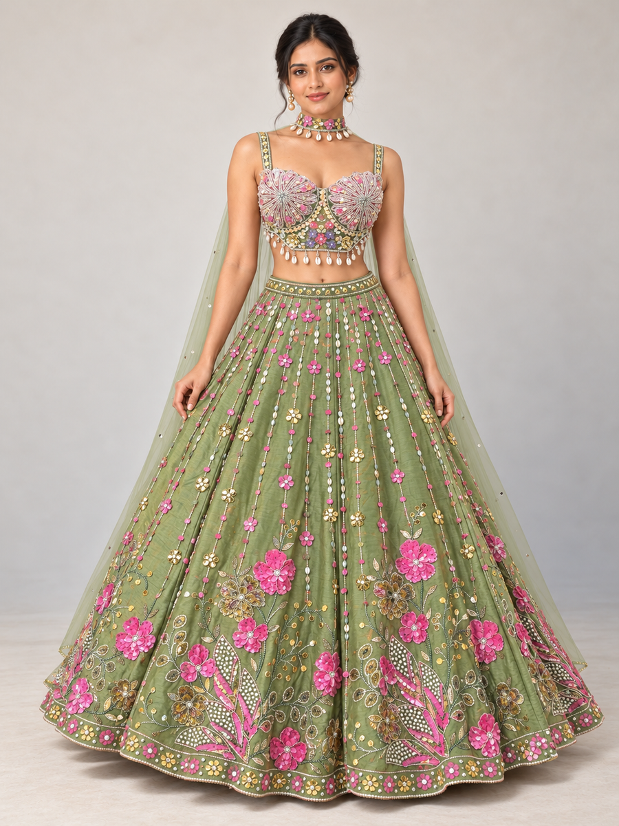 The Rang Mahal Edit: Phoolbagh 3D Floral & Cowrie Lehenga
