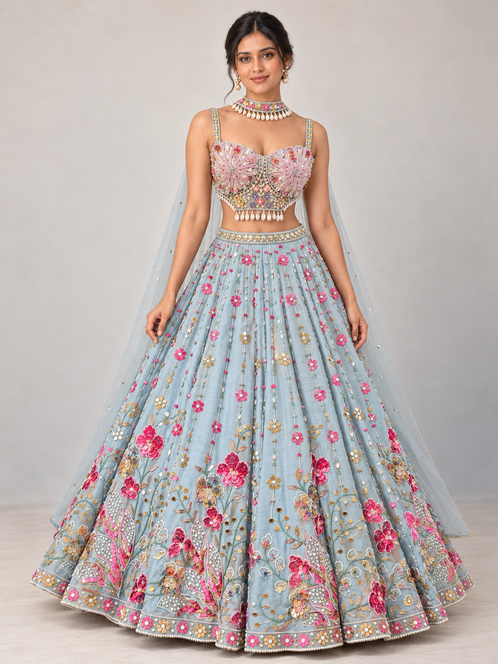 The Rang Mahal Edit: Phoolbagh 3D Floral & Cowrie Lehenga