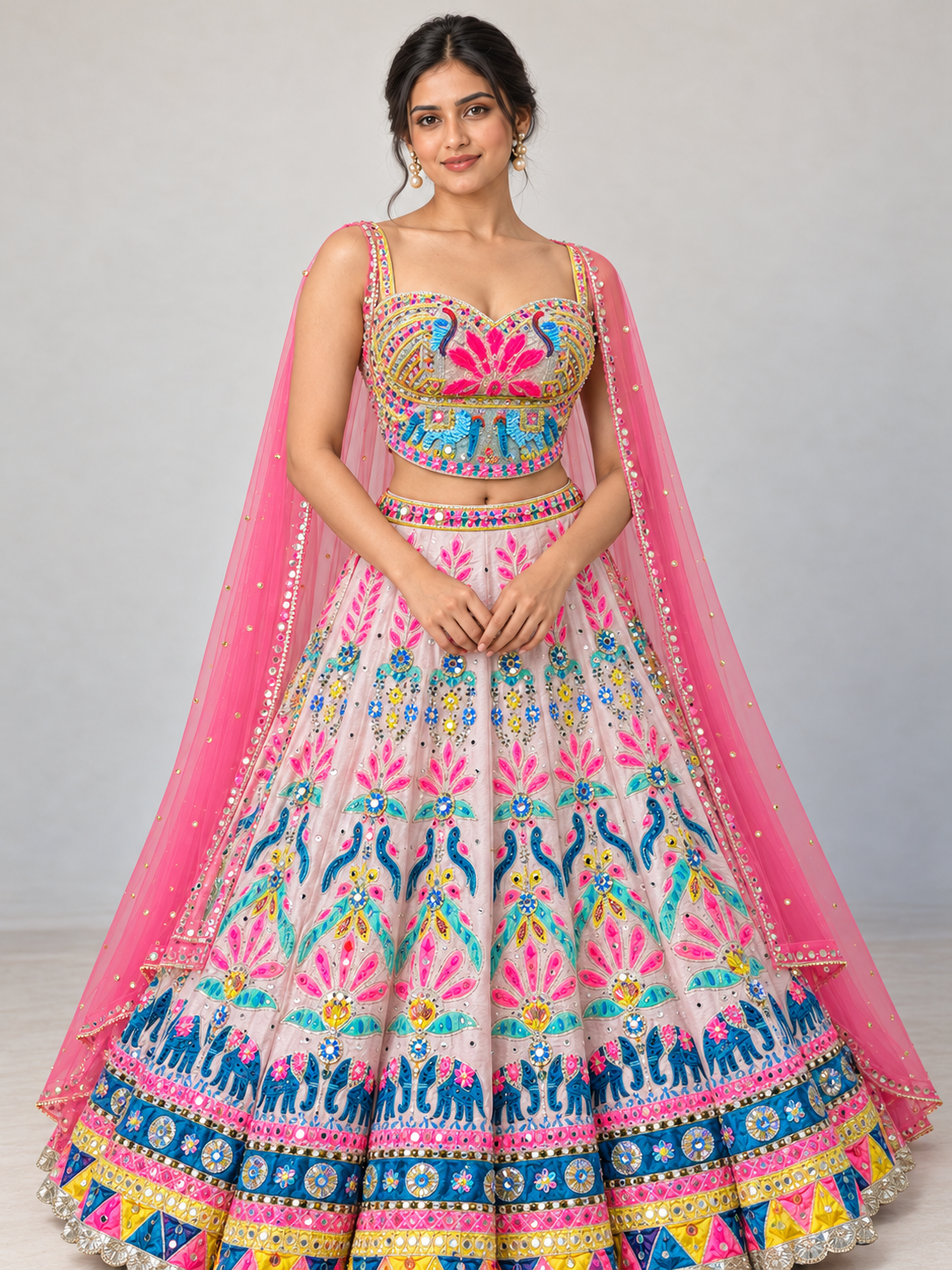 The Rang Mahal Edit: Mayuri Bird & Elephant Lehenga — Blush Pink — alternate-pose