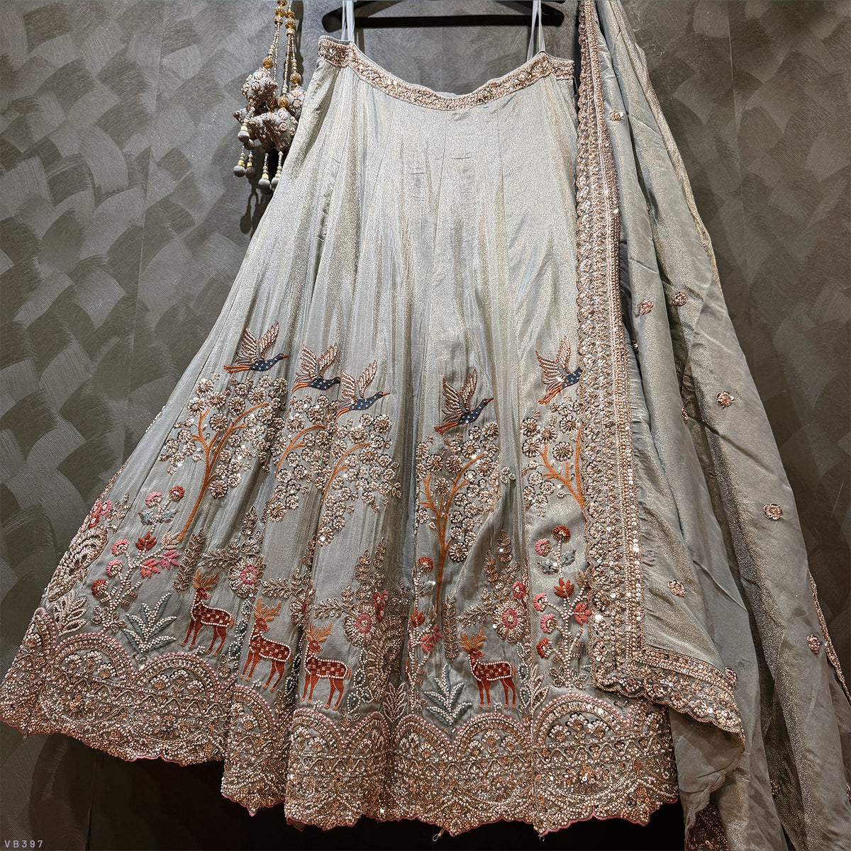The Saubhagya Darbar: Blue Heritage Lehenga Ensemble III – Blue – view 1