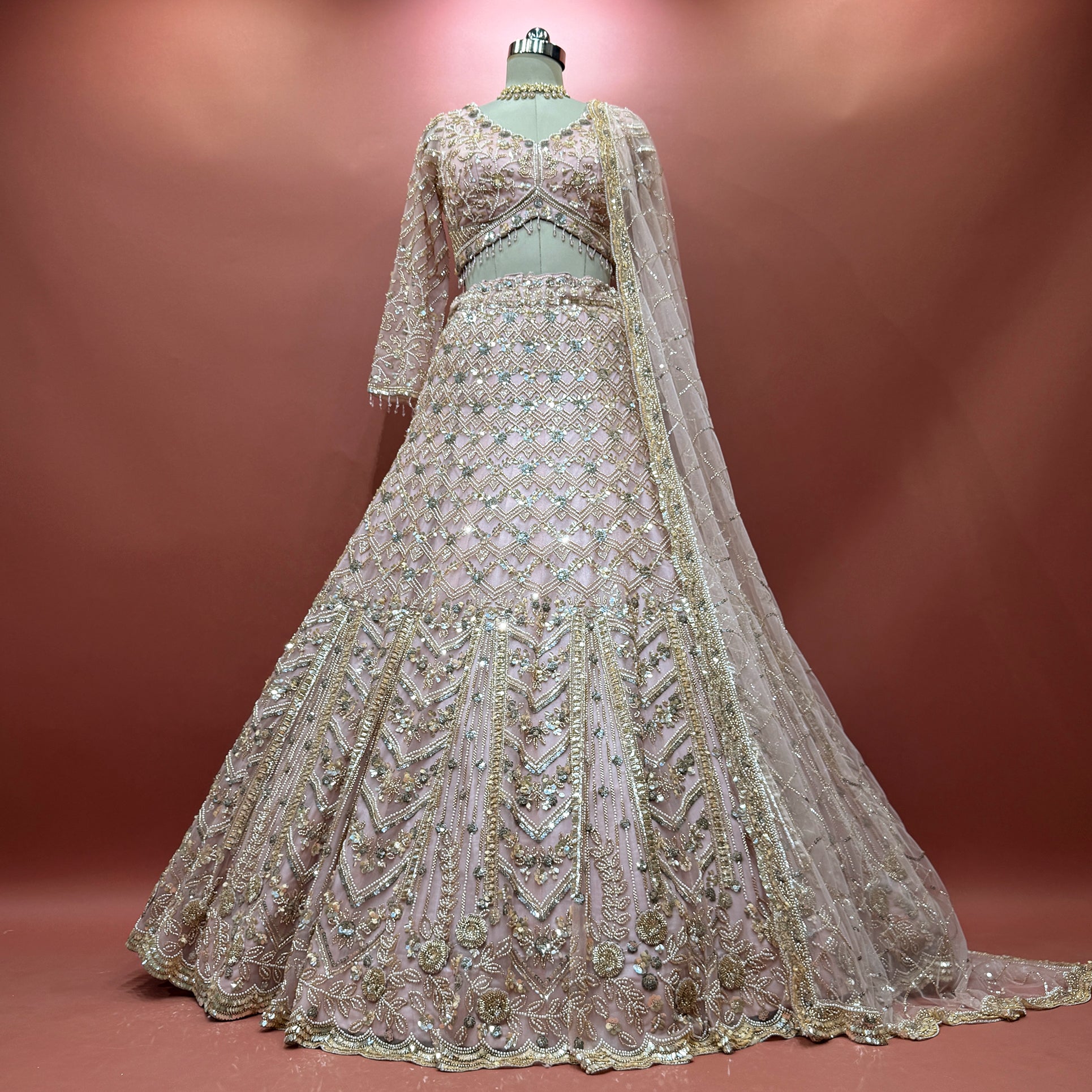 The Ananda Edit: Baby Pink Heritage Lehenga Ensemble I – Baby Pink – view 2
