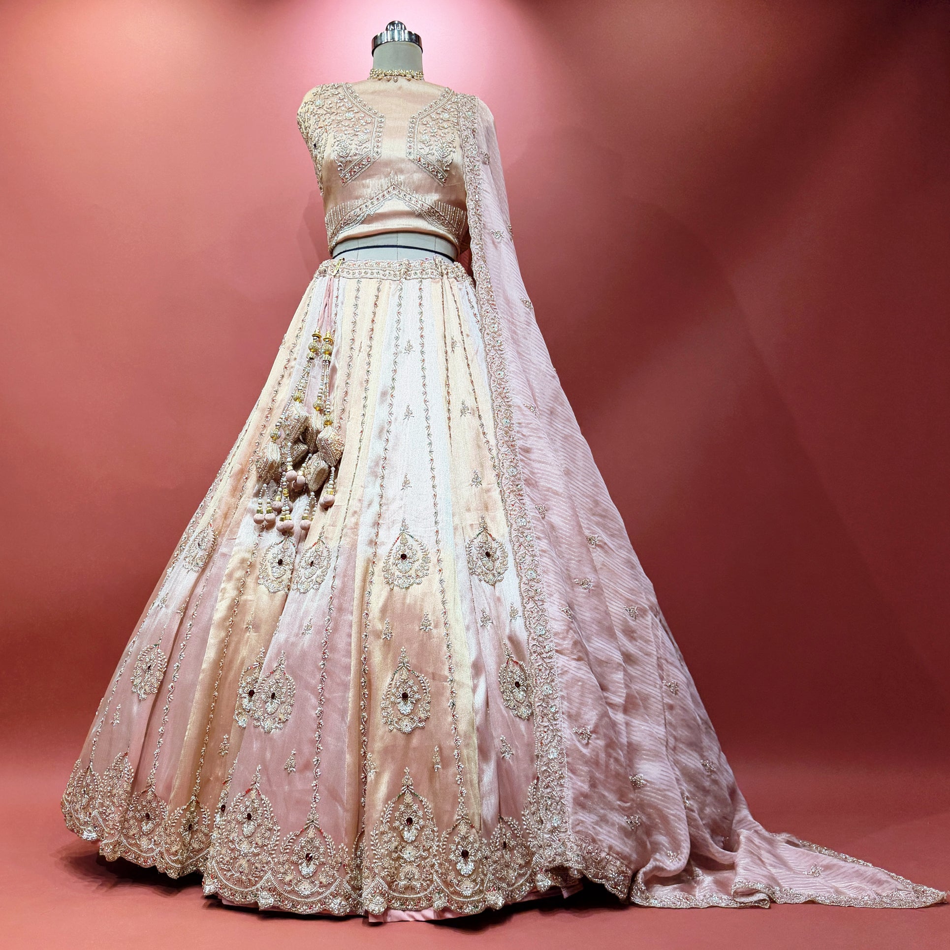 The Aarohi Edit: Pink Silk Lehenga Ensemble – Pink – view 1