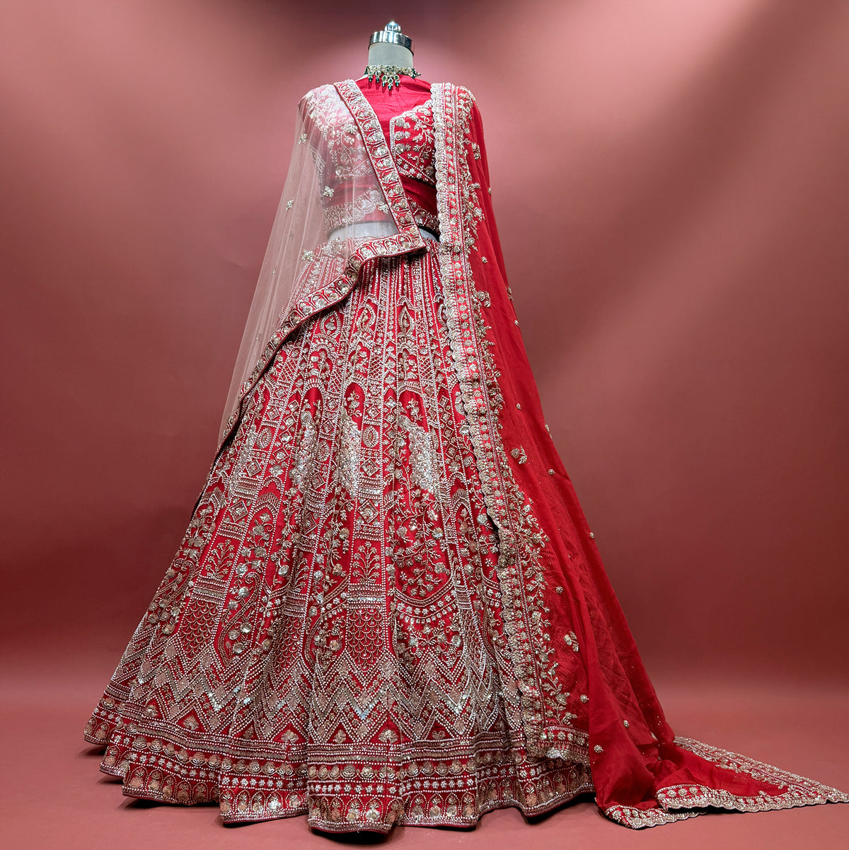 The Aarohi Heirloom: Orange Heritage Lehenga Ensemble – Orange – view 1
