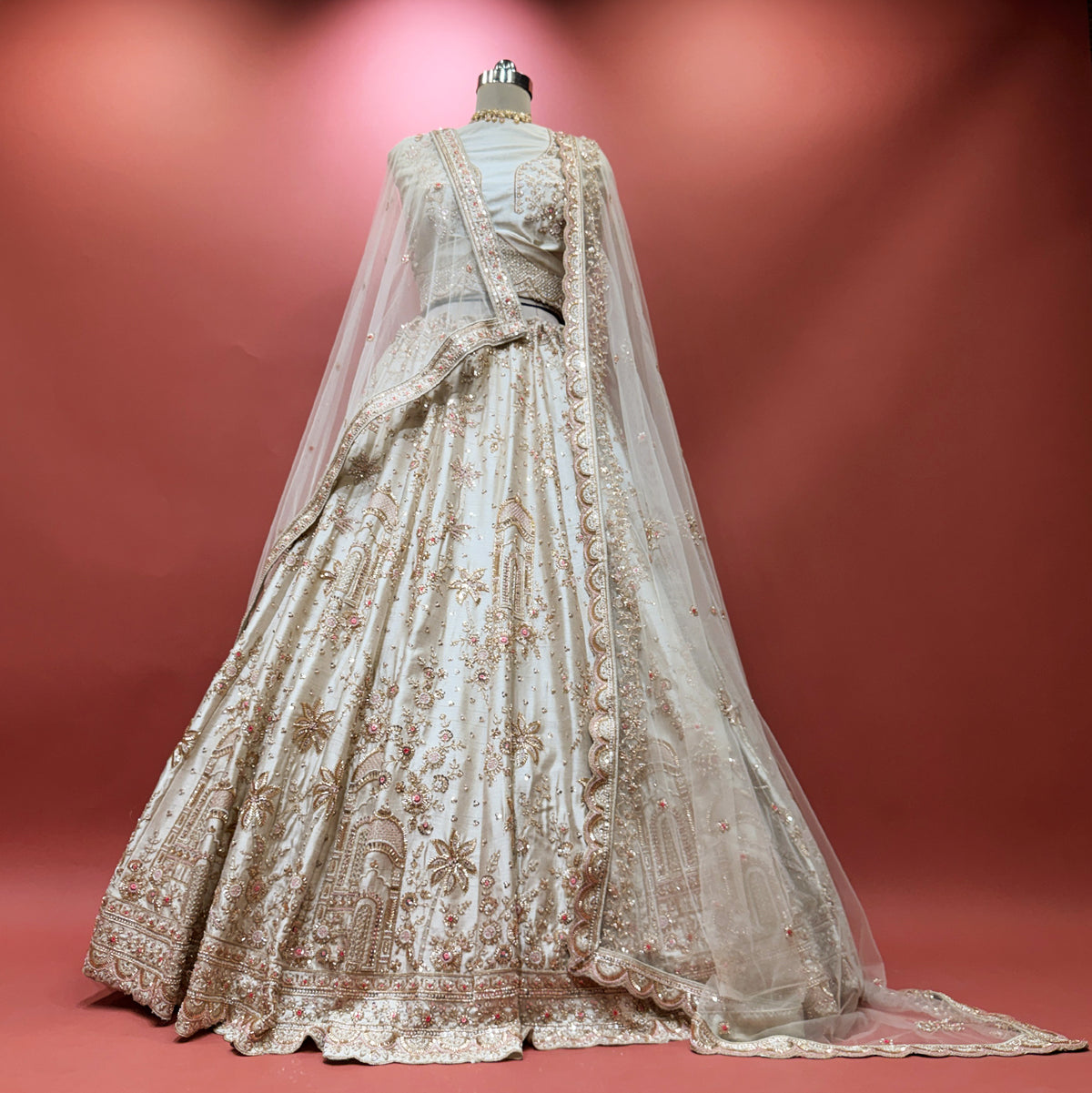The Kashi Trousseau Heirloom: Ivory Heritage Lehenga Ensemble IV – Ivory – view 1