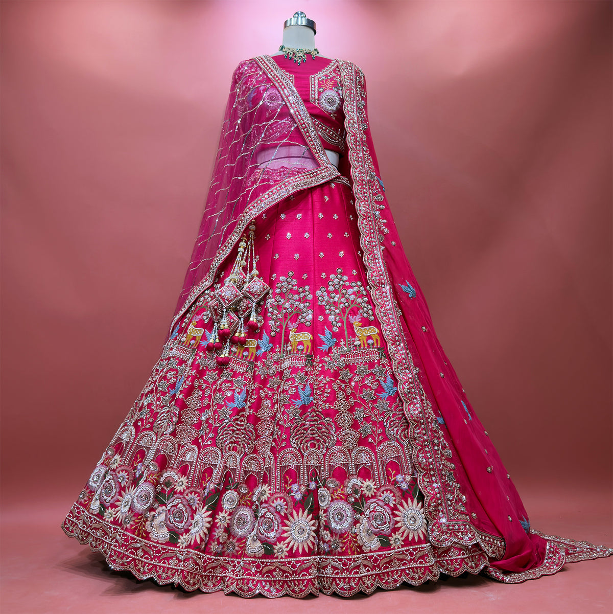The Vivaha Heirloom: Pink Heritage Lehenga Ensemble I – Pink – view 1