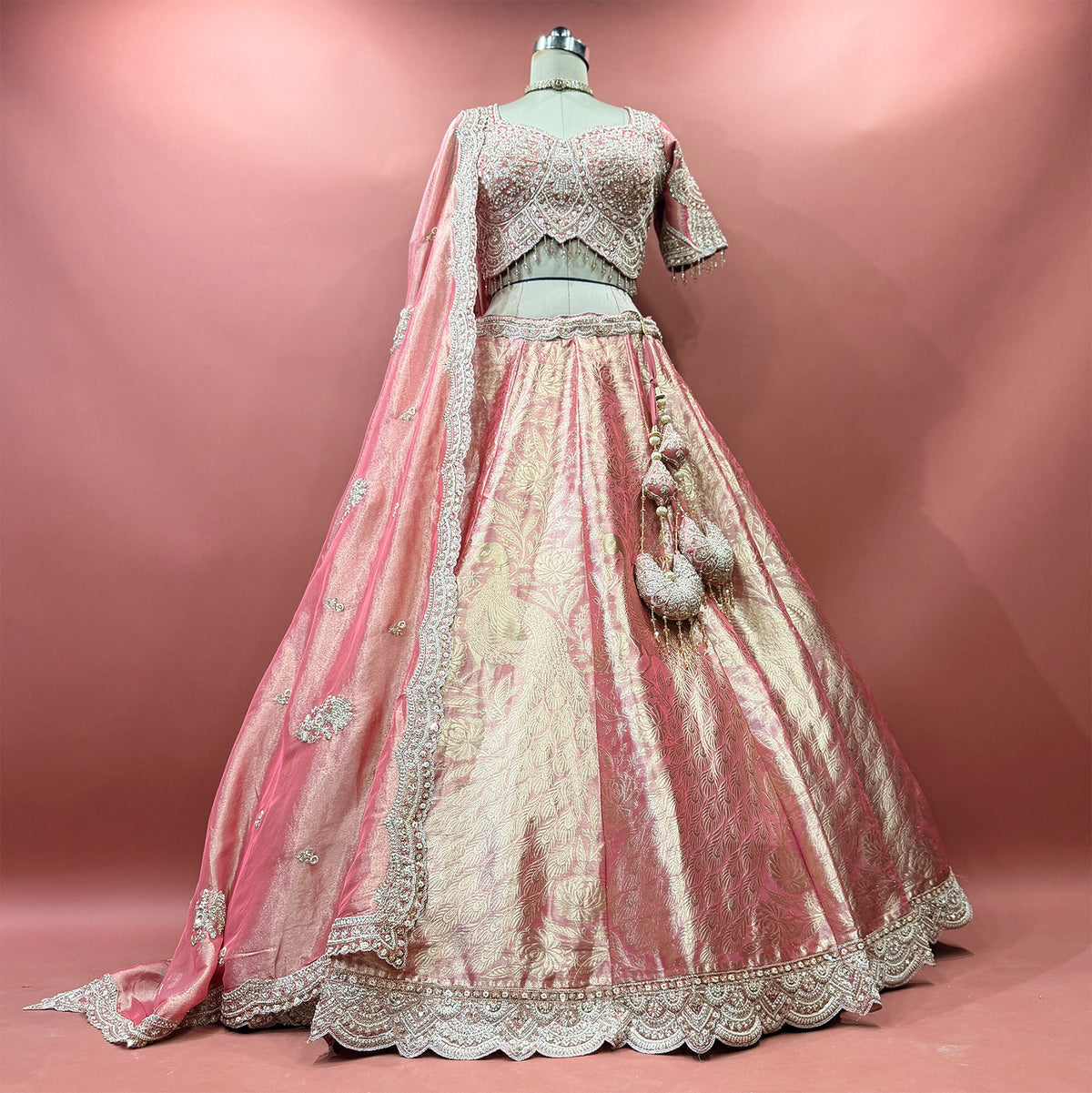The Kalyani Heirloom: Baby Pink Heritage Lehenga Ensemble III – Baby Pink – view 1