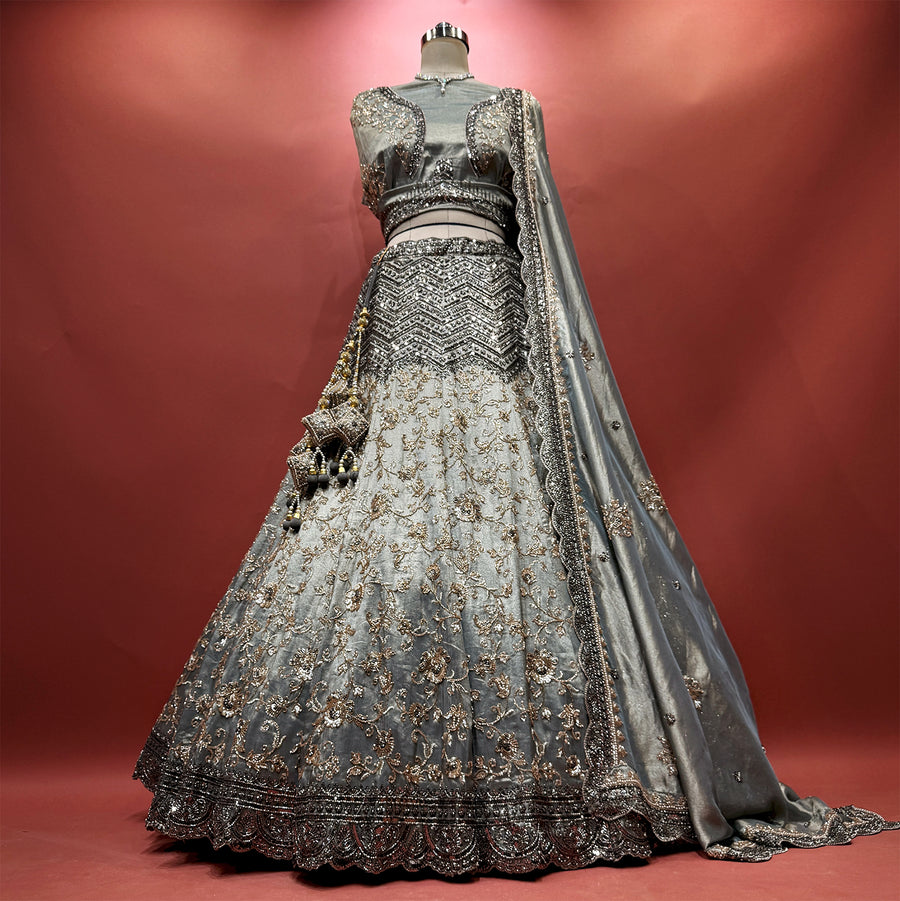 The Kamalini Collection: Grey Lehenga Ensemble