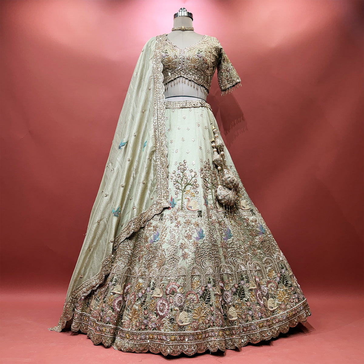 The Shringar Palace Edit: Green Lehenga Ensemble - Green - view 1