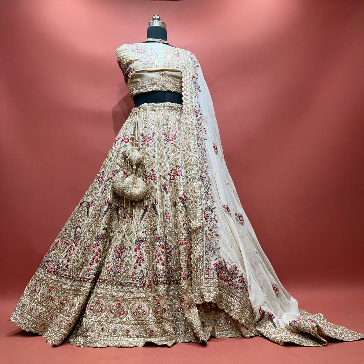 The Aangan Collection: Ivory Lehenga Ensemble - Ivory - view 1