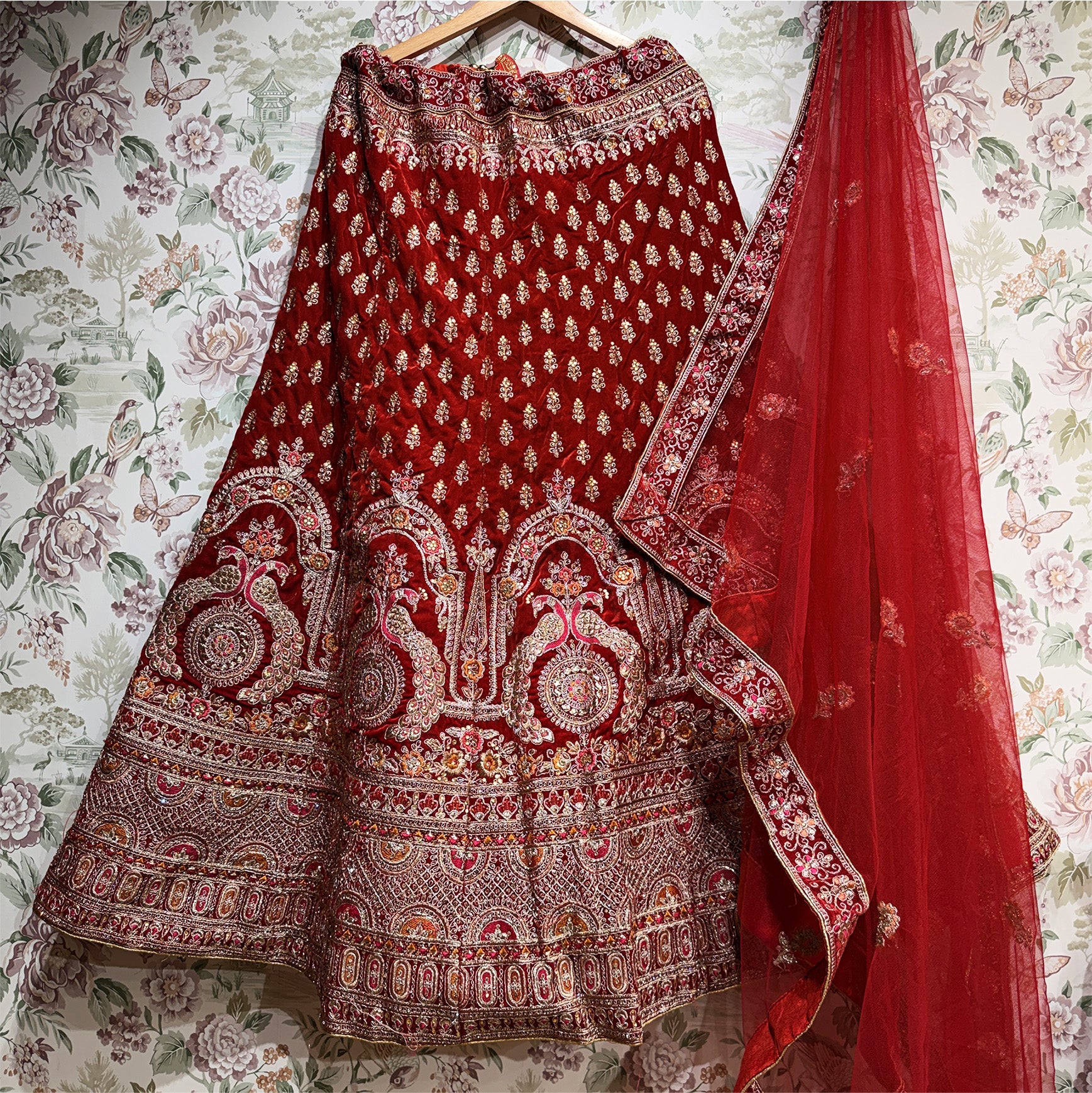 The Banaras Loom Collection: Red Heritage Lehenga Ensemble I – Red – view 1