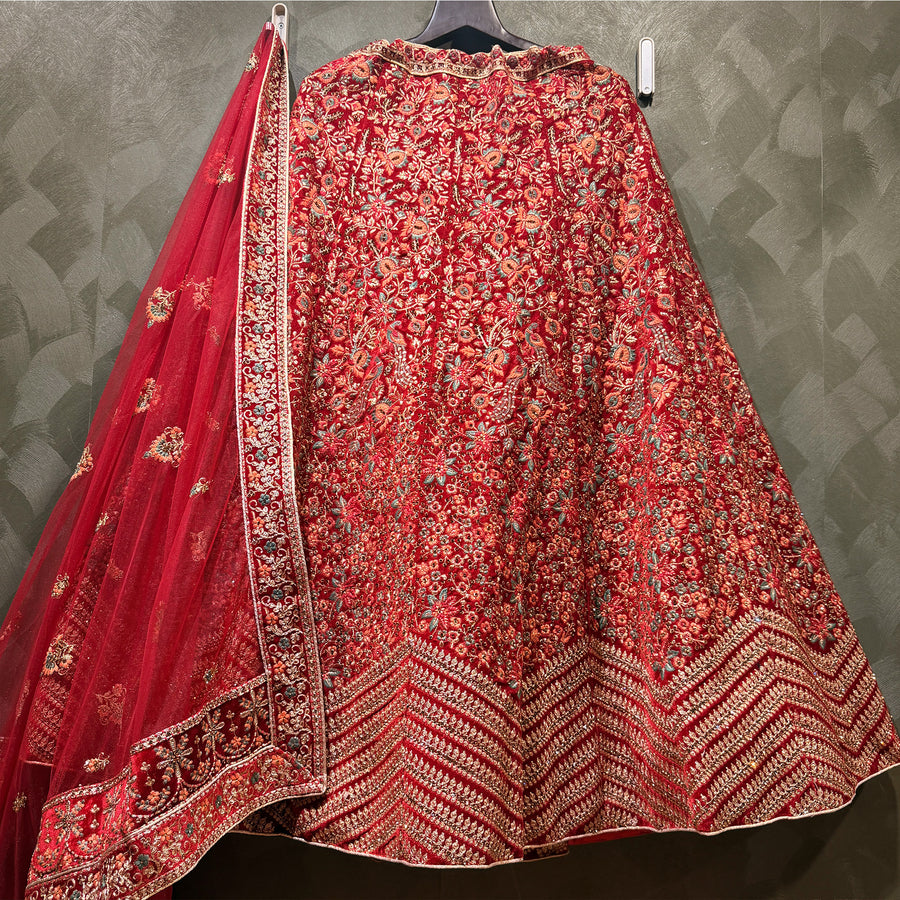 The Ananda Darbar: Red Heritage Lehenga Ensemble II