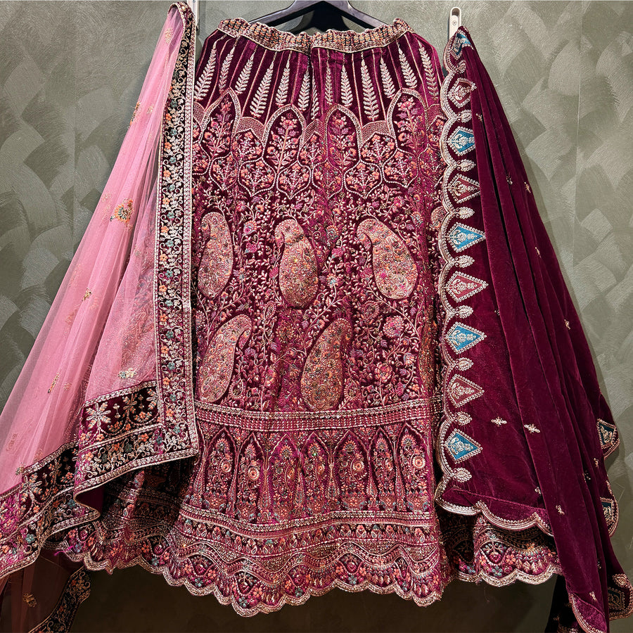 The Mewar Heritage Heirloom: Wine Heritage Lehenga Ensemble III