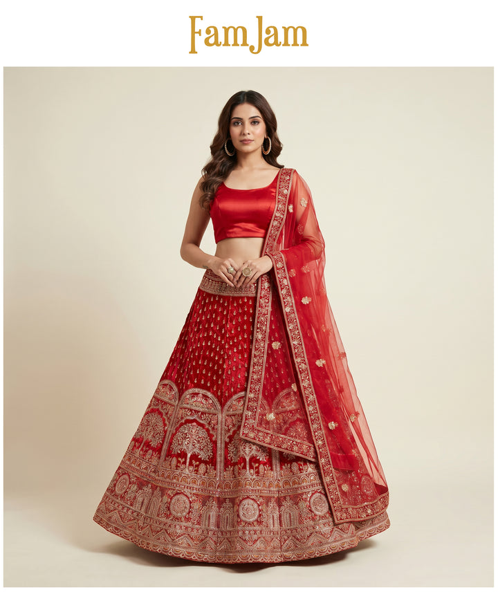 The Jaipur Palace Heirloom: Red Heritage Lehenga Ensemble III