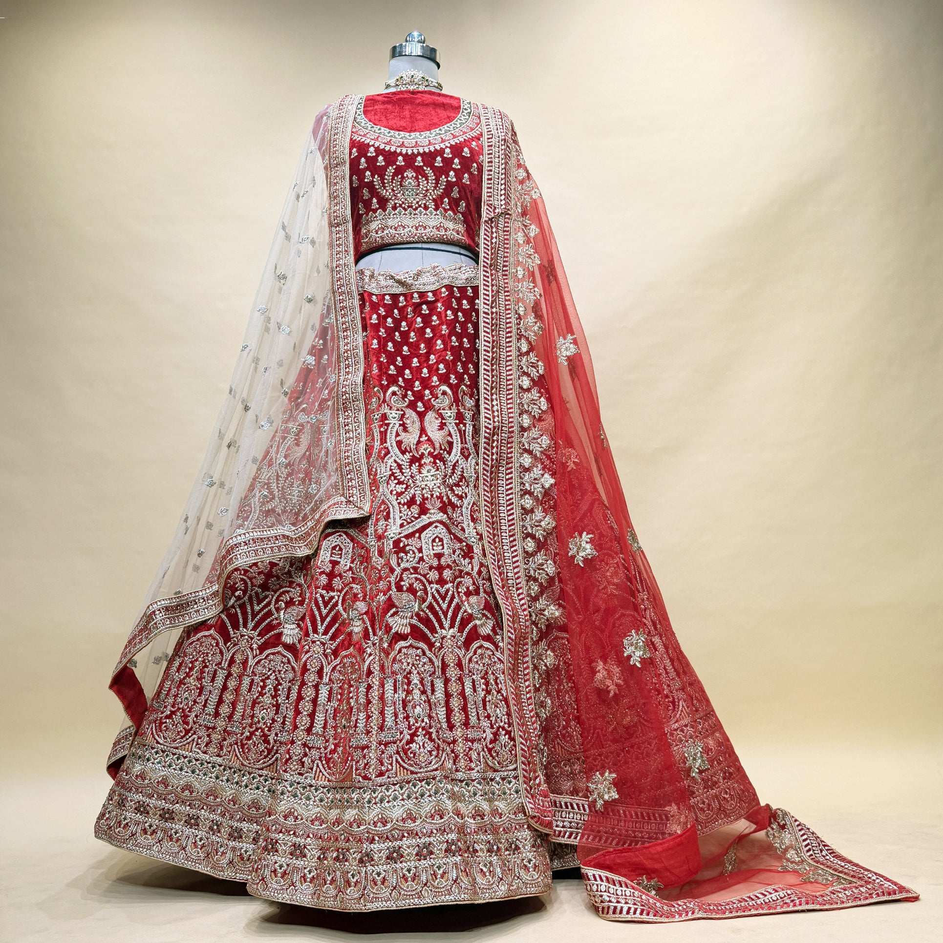 The Ananda Edit: Red Heritage Lehenga Ensemble I – Red – view 1