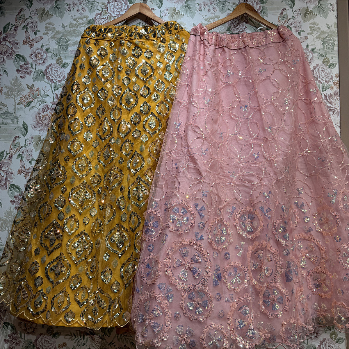 The Utsav Heirloom: Peach & Blue Heritage Lehenga Ensemble II – Peach and Blue – view 4