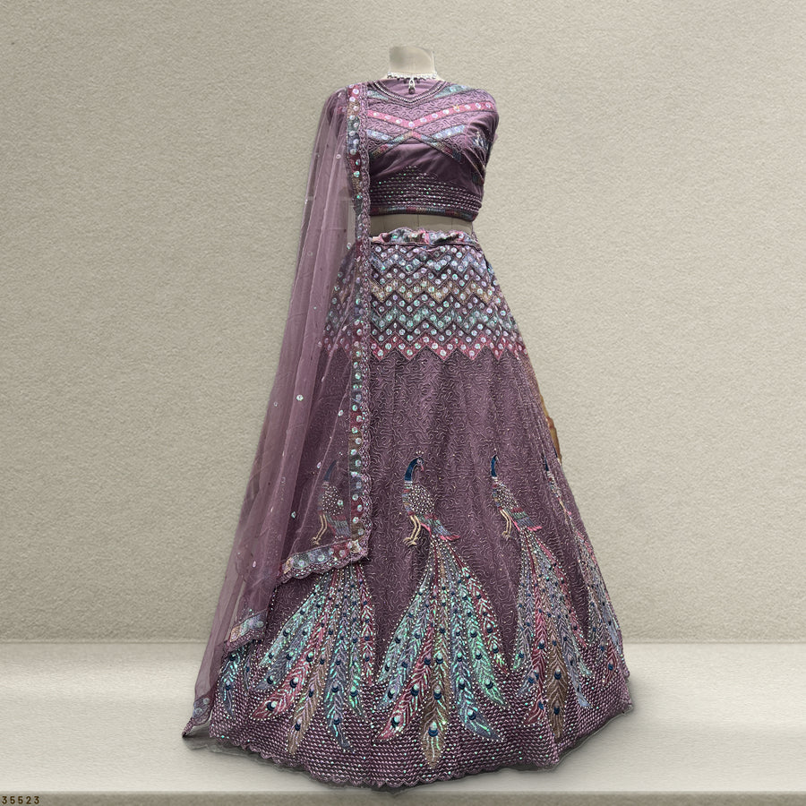 The Ananda Darbar: Blue Heritage Lehenga Ensemble