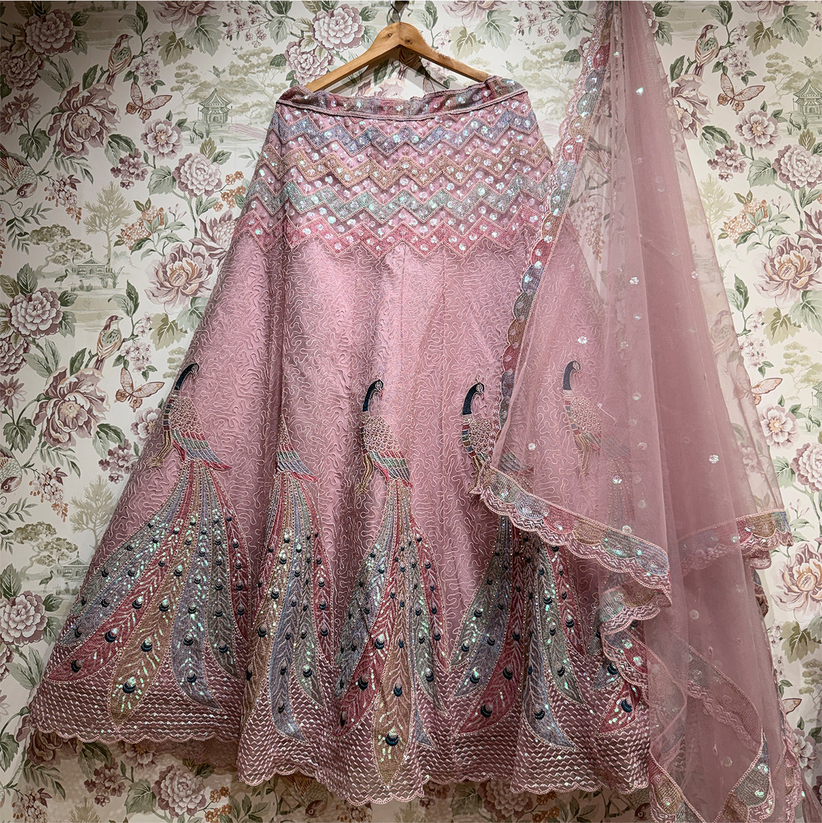 The Ananda Darbar: Blue Heritage Lehenga Ensemble – Blue – view 4