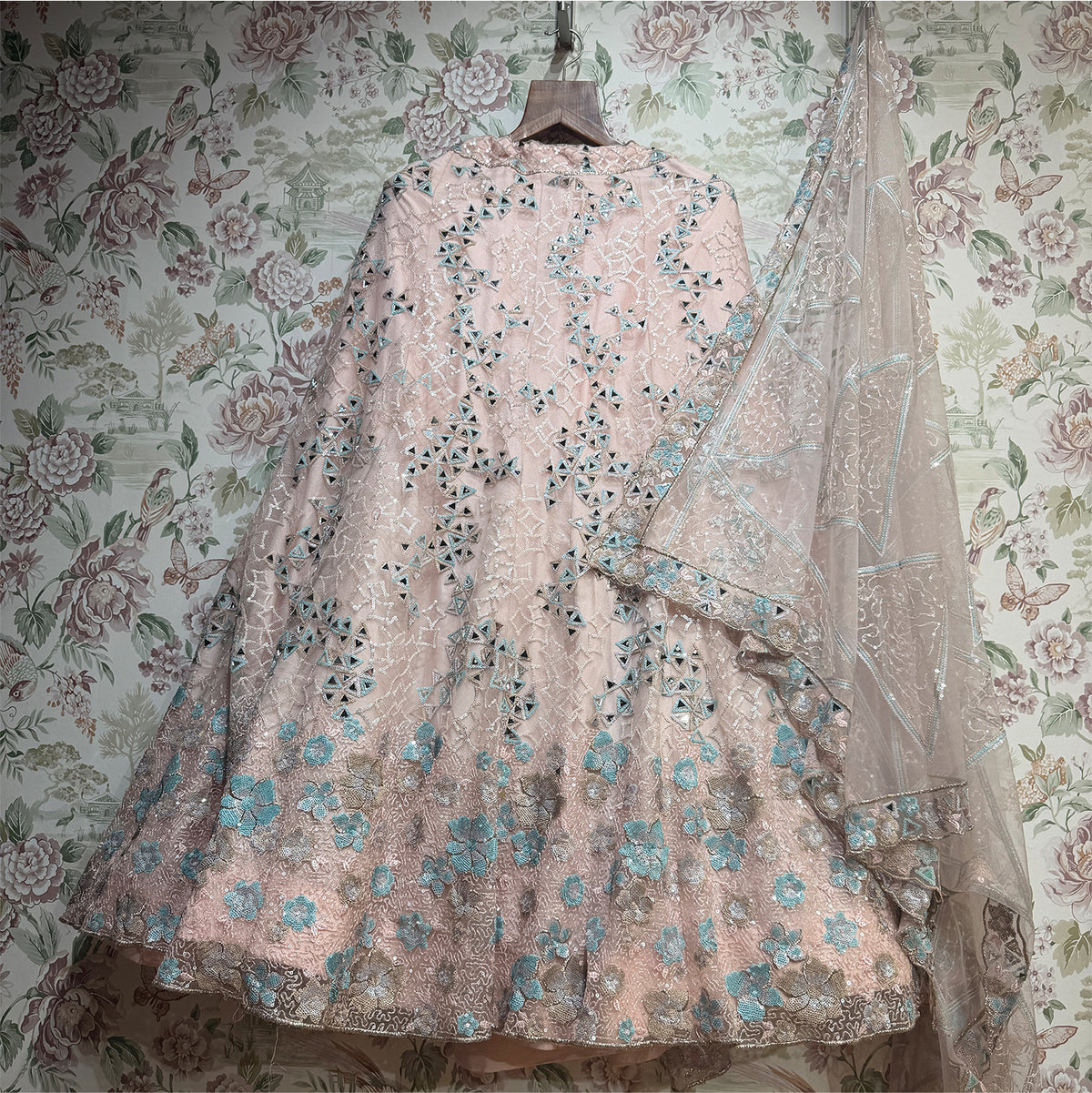 The Jharokha Heirloom Collection: Peach Heritage Lehenga Ensemble III – Peach – view 1