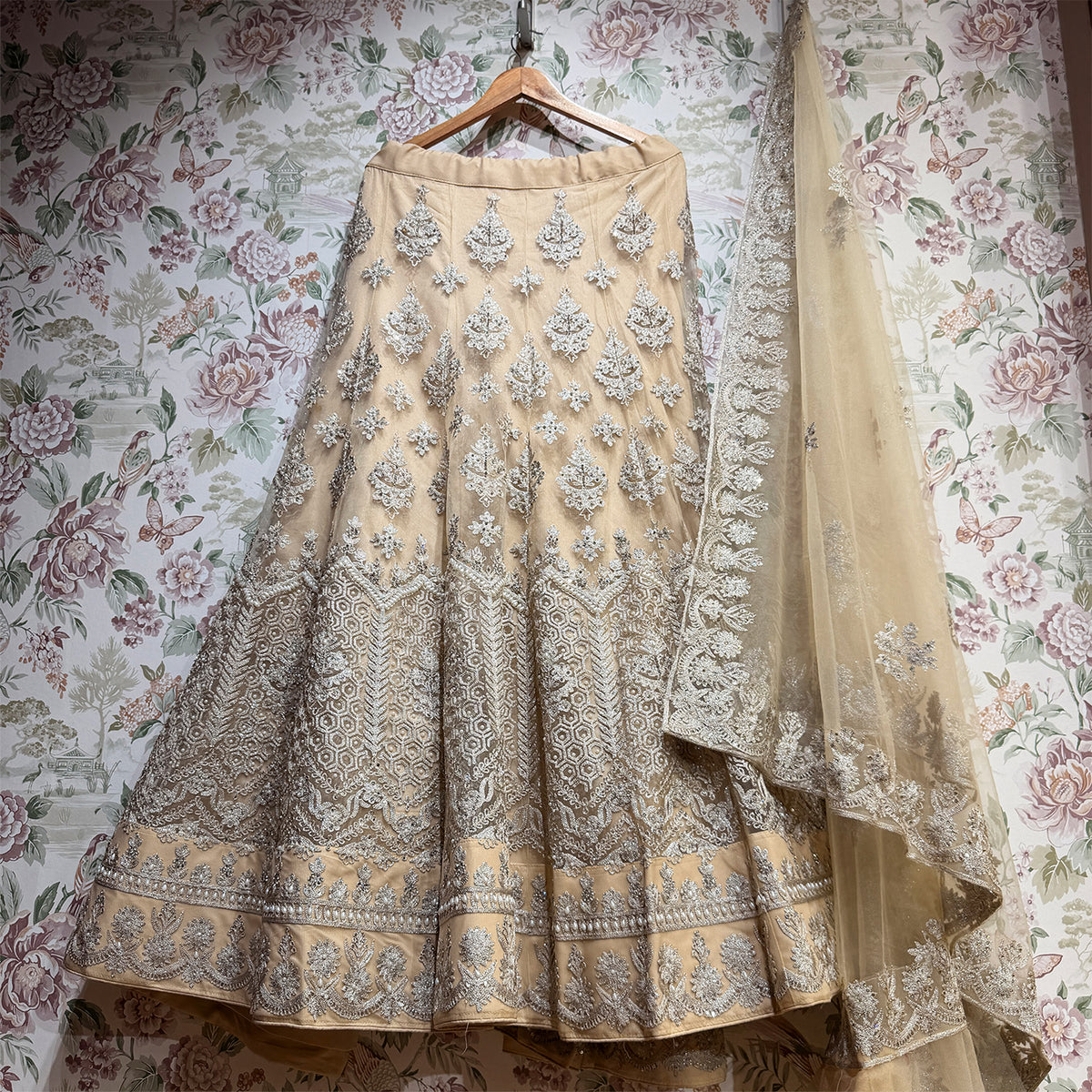The Shagun Heirloom: Pink Heritage Lehenga Ensemble IV – Baby Pink – view 3