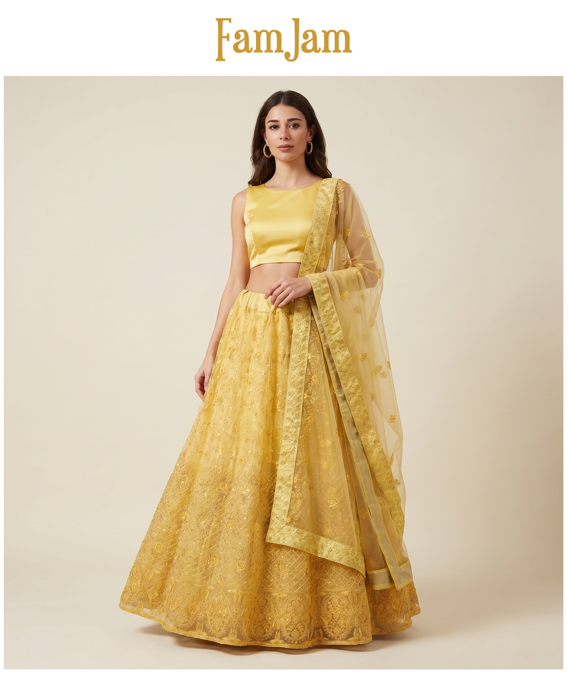The Amber Fort Heirloom: Yellow Heritage Lehenga Ensemble II – Yellow – view 2