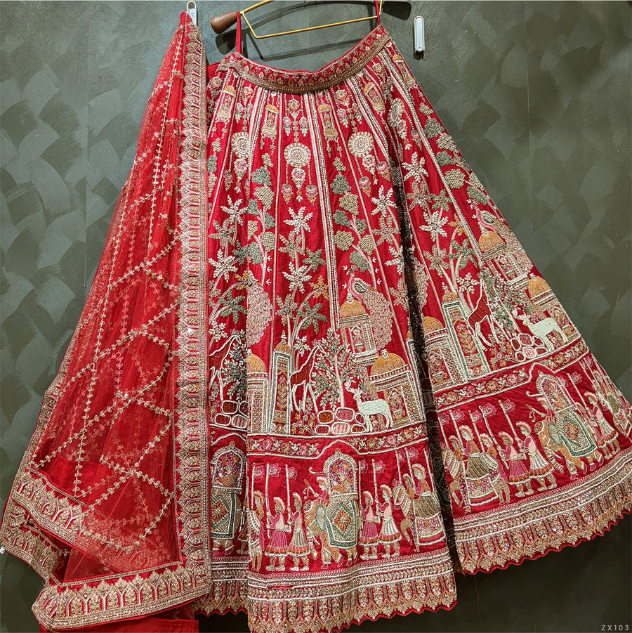 The Kashi Trousseau Heirloom: Red Heritage Lehenga Ensemble