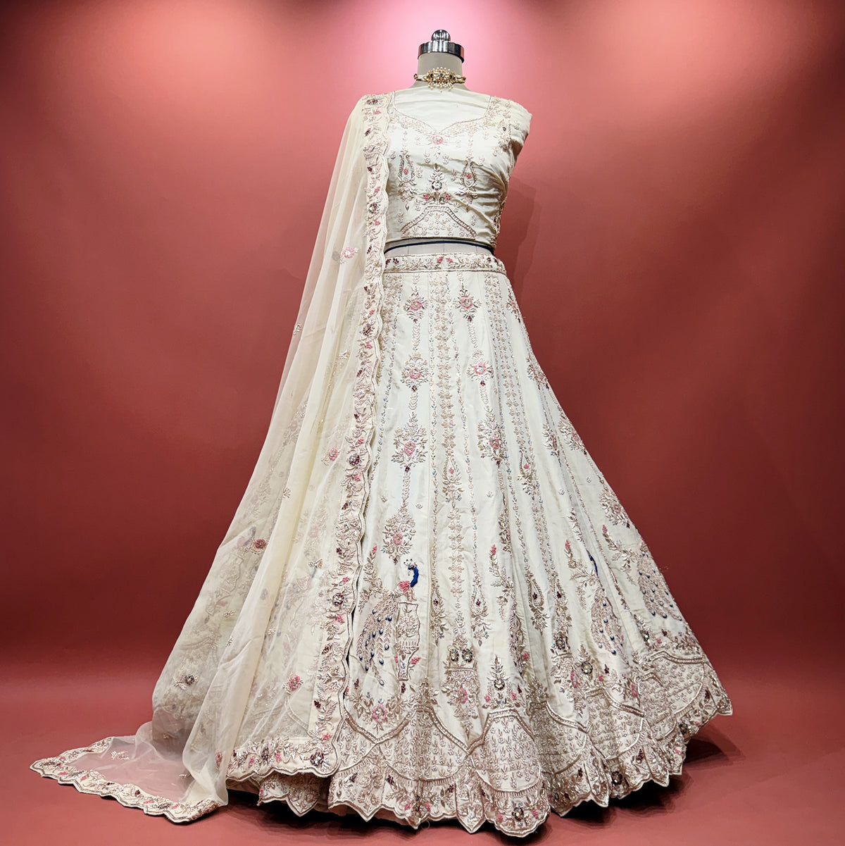 The Vivaha Darbar: Ivory Heritage Lehenga Ensemble III – Ivory – view 2
