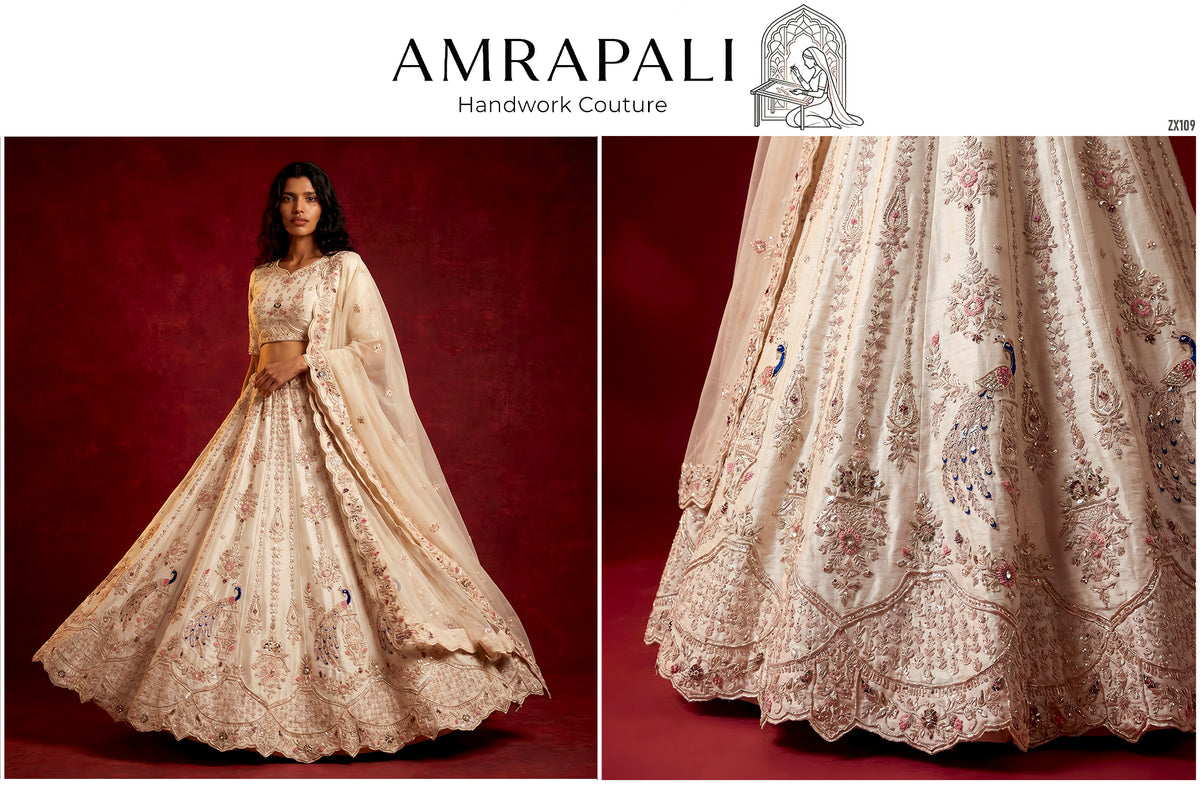 The Vivaha Darbar: Ivory Heritage Lehenga Ensemble III – Ivory – view 3