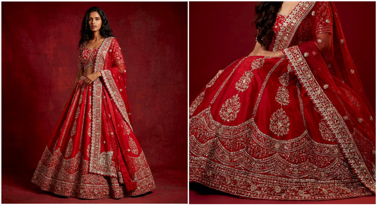The Mewar Heritage Collection: Red Heritage Lehenga Ensemble III – Red – view 1