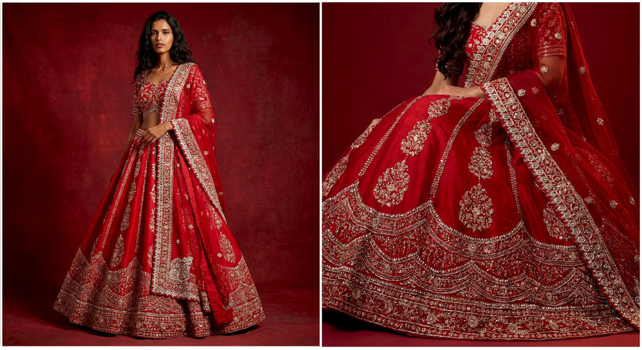 The Mewar Heritage Collection: Red Heritage Lehenga Ensemble III