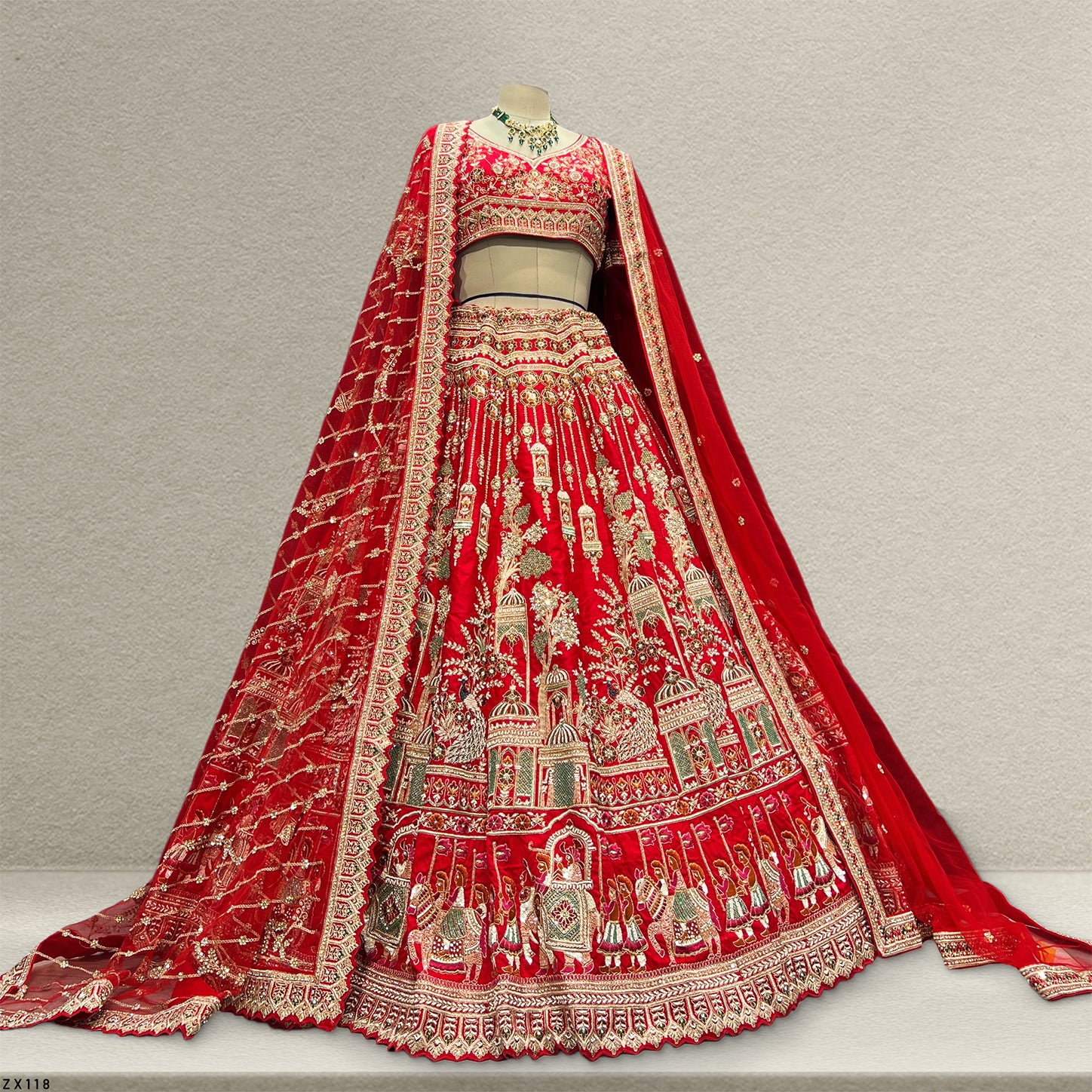 The Kalyani Darbar: Pink Silk Lehenga Ensemble II – Pink – view 2