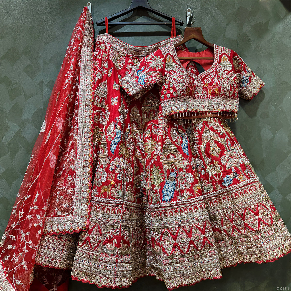 The Utsav Heirloom: Red Heritage Lehenga Ensemble - Red - view 2