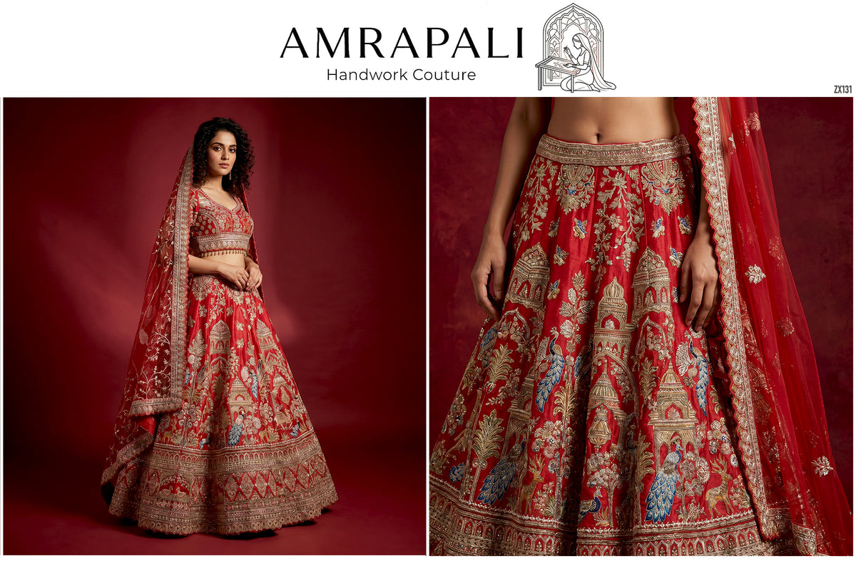 The Utsav Heirloom: Red Heritage Lehenga Ensemble – Red – view 1