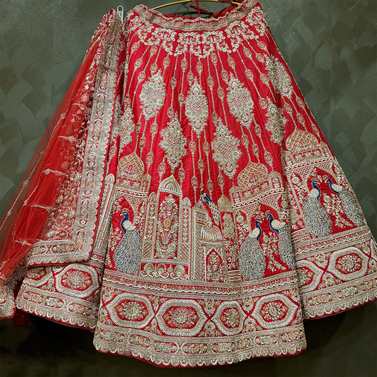 The Ananda Heirloom: Red Heritage Lehenga Ensemble I – Red – view 1