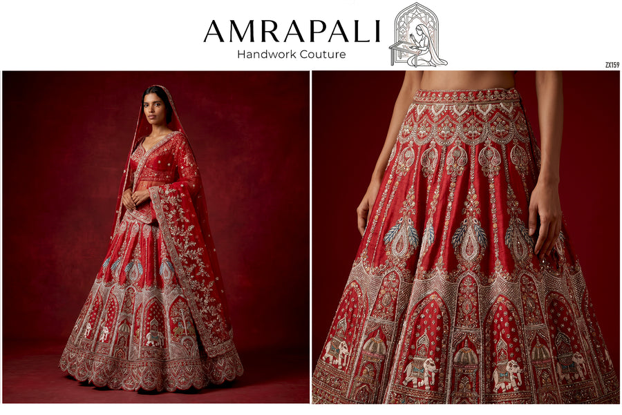 The Jaipur Palace Collection: Red Silk Lehenga Ensemble IV
