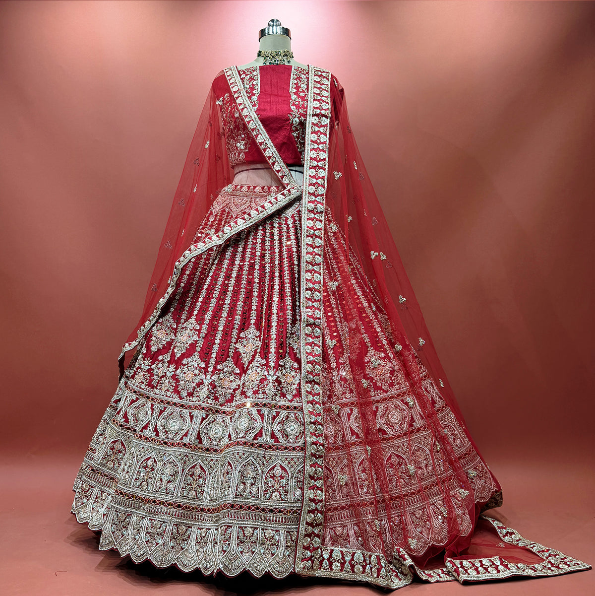 The Chandrika Collection: Maroon Red Lehenga Ensemble - Maroon Red - view 1