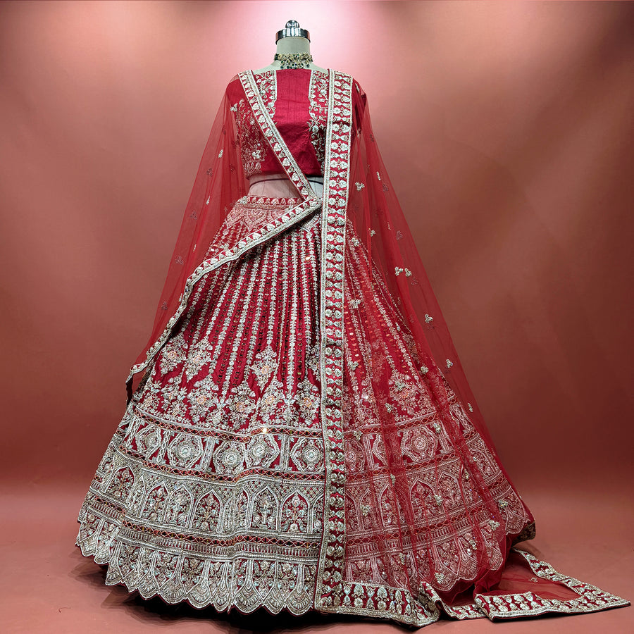 The Chandrika Collection: Maroon Red Lehenga Ensemble